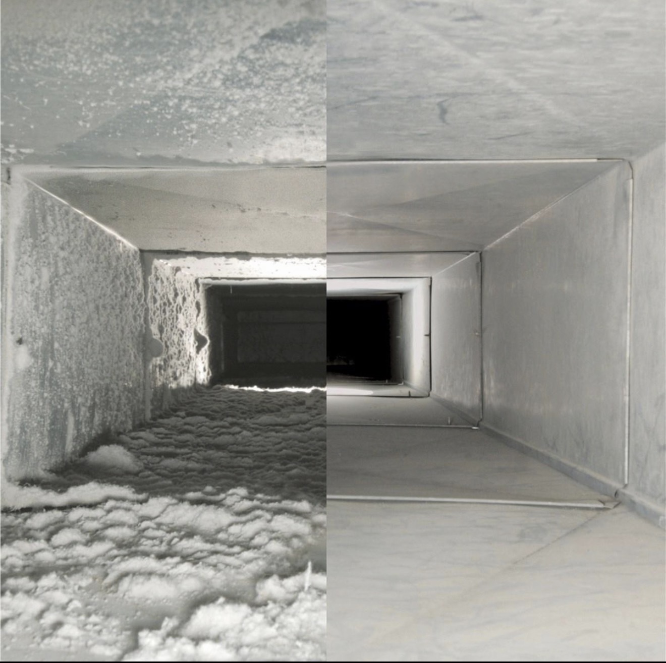 Commercial duct before and after comparison