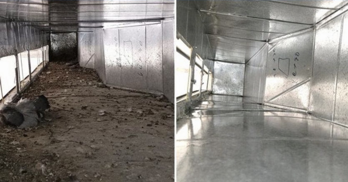 Commercial ductwork before and after comparison