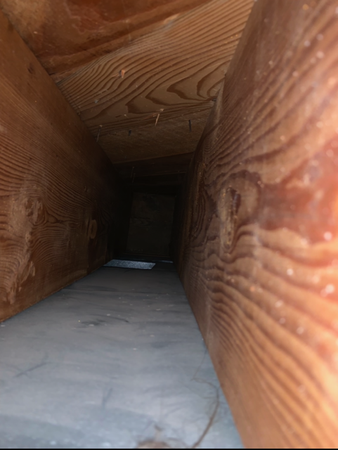Residential duct after cleaning, restored metal finish